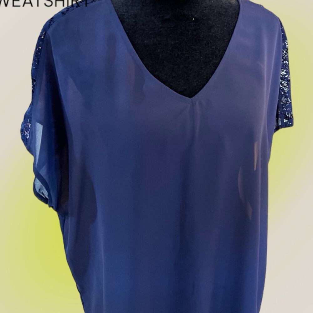 Ariat women's size XL, sheer navy, lace on tops of shoulders and sleeve